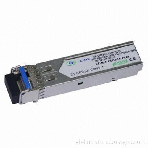 SFP BIDI DDM 155m 1,310/1,550nm 20km Transceiver, RoHS Compliant and Lead-free